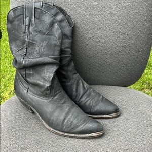 Black Heeled Boots with Classic Western Style